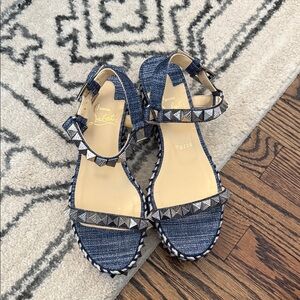 Christian Louboutin Studded Denim Sandals